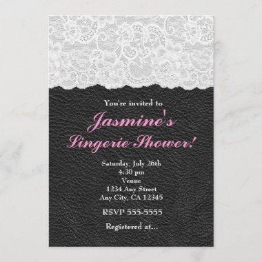 White Lace & Black Leather Party Invitations