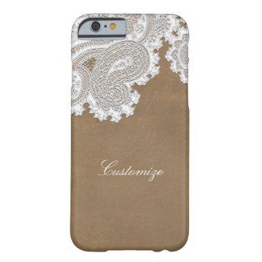 White Lace & Brown Elegant Country Rustic Barely There iPhone 6 Case