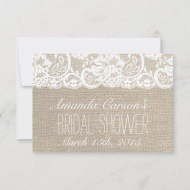 White Lace & Burlap Bridal Shower Receipe Invitations