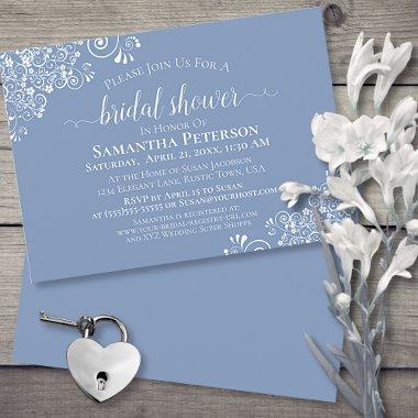 White Lace on Dusty Blue Elegant