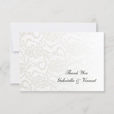 White Lace Wedding Flat Thank You Notes Invitations