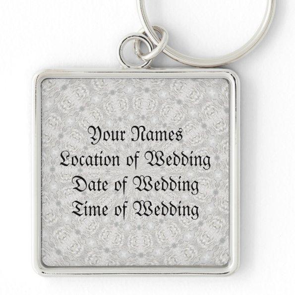 White Lace Wedding Kaleidoscope (Your Words Here) Keychain