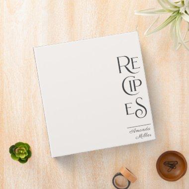 White Linen Ivory Unique Elegant Recipe Cookbook 3 Ring Binder