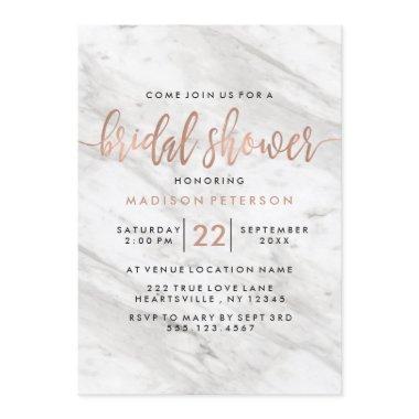 White Marble & Rose Gold Bridal Shower Invitations