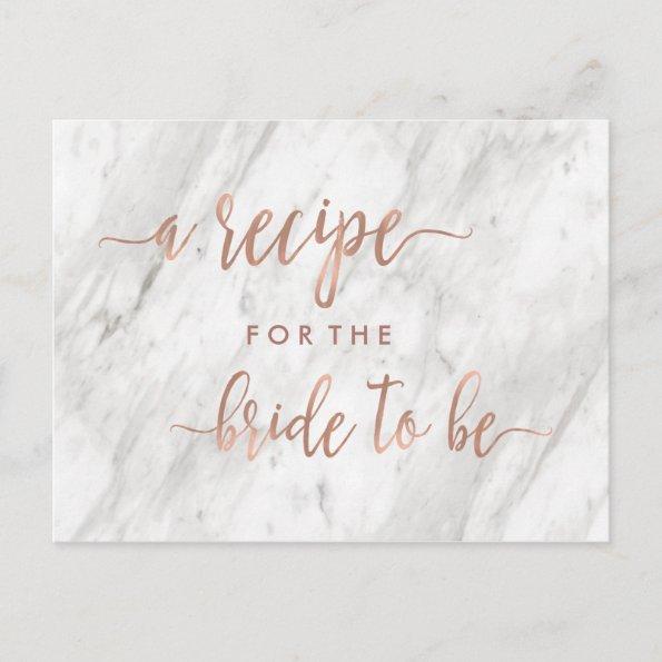 White Marble & Rose Gold Bridal Shower Recipe Invitations