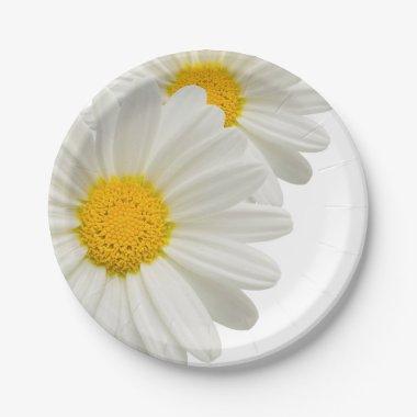 White Marguerite Daisy Paper Party Picnic Plates