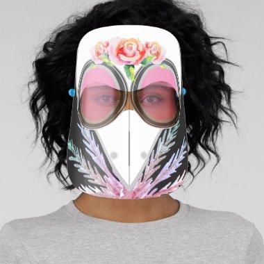 White Masquerade Floral Modern Plague Doctor Face Shield
