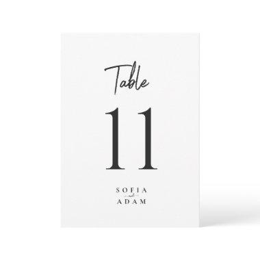 White Minimalist Elegant Wedding Table Numbers