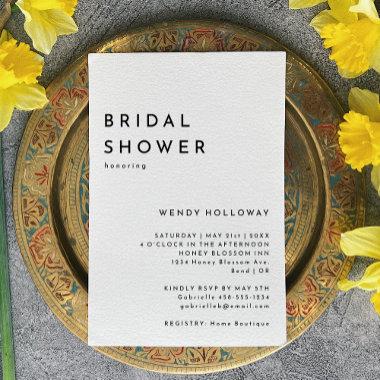 White Modern Bold Bridal Shower Invitations