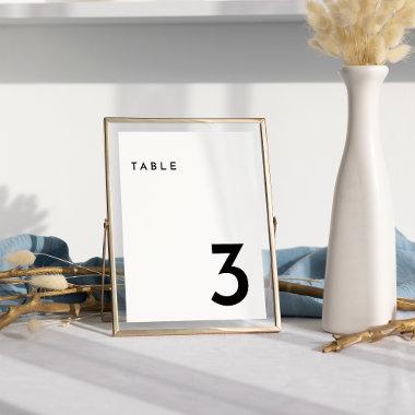 White Modern Bold Wedding Table Number Card