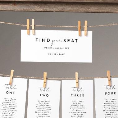 White Modern Script Hanging Seating Chart Header