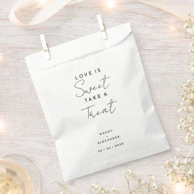 White Modern Script Love is Sweet Wedding Favor Bag