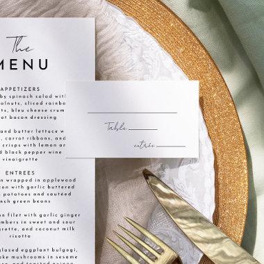 White Modern Script Wedding Menu Choice Flat Place Invitations