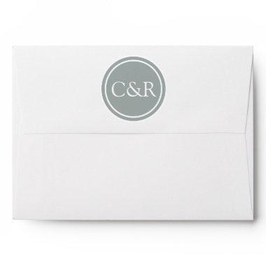White Monogram Envelope, Paloma Gray Lined Envelope