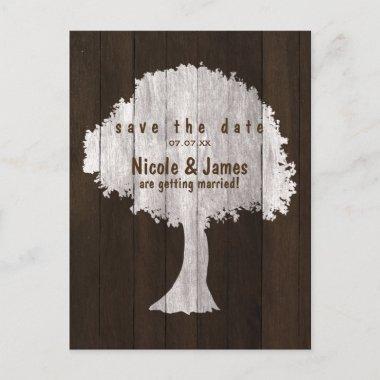 White Oak Tree Wood Rustic Save The Date PostInvitations