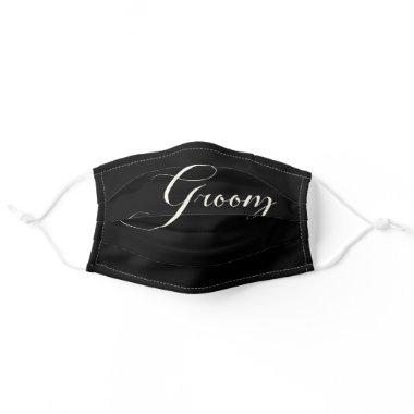 White on Black Groom Newlywed Wedding Day Facemask Adult Cloth Face Mask