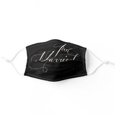 White on Black 'Just Married' Newlyweds Facemask Adult Cloth Face Mask