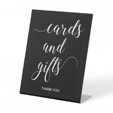 White on Black Wedding Invitations and Gifts Table Pedestal Sign