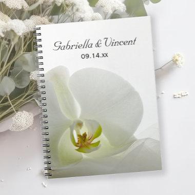 White Orchid and Bridal Veil Wedding Notebook