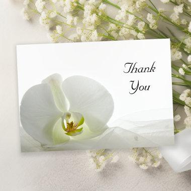 White Orchid and Veil Flat Thank You Notes Invitations