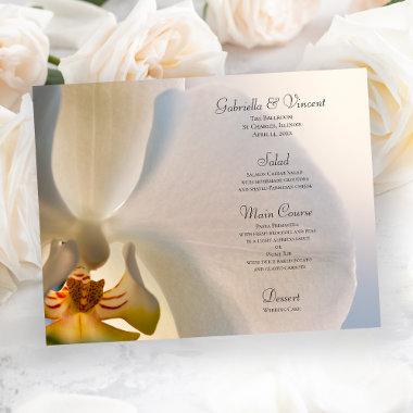 White Orchid Flower Elegance Wedding Menu