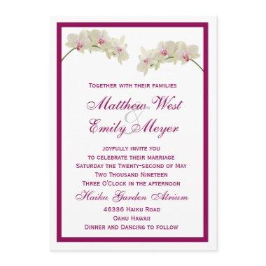 White Orchid Flowers Tropical Beach Wedding Invitations