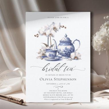 White Orchid Hampton Toile Chic Bridal Tea Shower Invitations