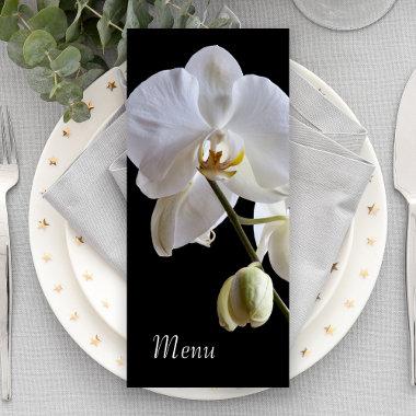 White Orchid on Black Wedding Menu