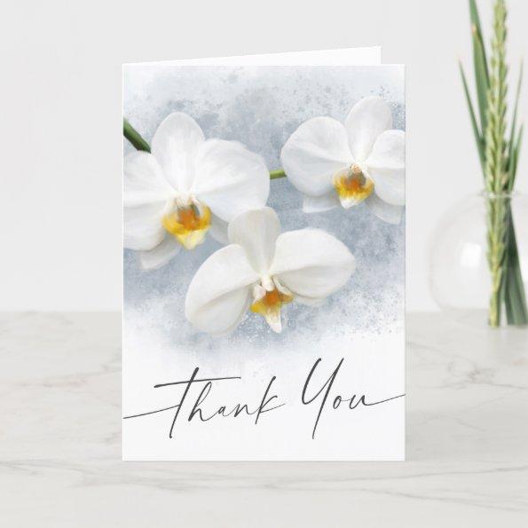 White orchid phalaenopsis elegant script thank you Invitations