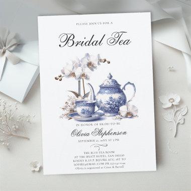 White Orchids Hampton Toile Bridal Tea Shower Invitations