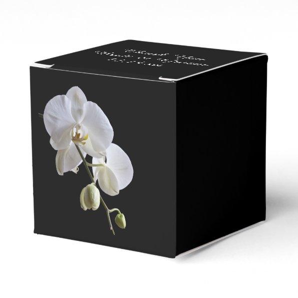 White Orchids on Black Wedding Favor Box