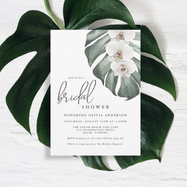 White Orchids Tropical Paradise Bridal Shower Invitations