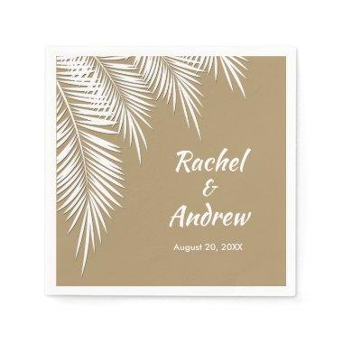 White Palm on Gold Party Napkins