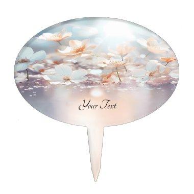 White Peach Floral Cake Topper