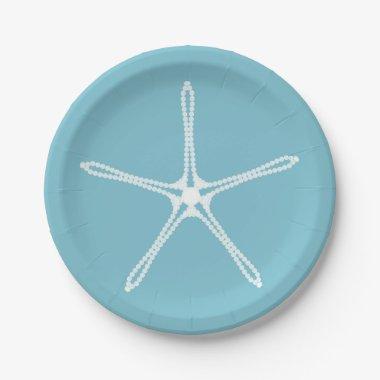 White Pearl Starfish Elegant Wedding Bridal Shower Paper Plates