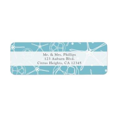 White Pearl Starfish Wedding  Label