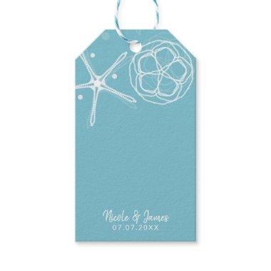 White Pearl Starfish Wedding Bridal Shower Party Gift Tags