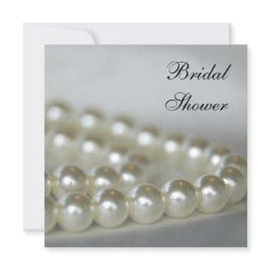 White Pearls Bridal Shower Invitations