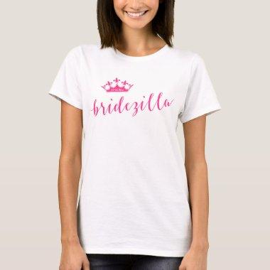 White Personalized Bridezilla Shirts With Crown