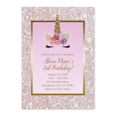 White Pink Glitter Gold Unicorn Birthday Party