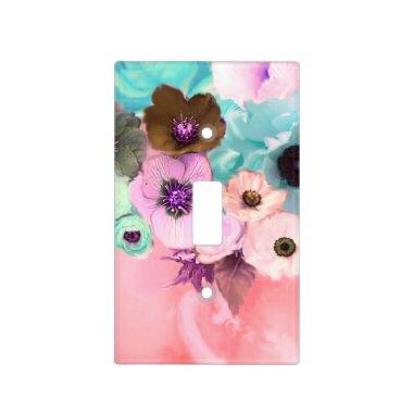 WHITE PINK ROSES AND ANEMONE FLOWERS LIGHT SWITCH COVER