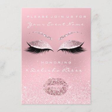 White Pink Sparkly Lips Glitter Bridal Shower 16th Invitations