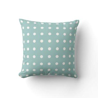 White Polka Dots Geometric Pattern Eggshell Blue Throw Pillow