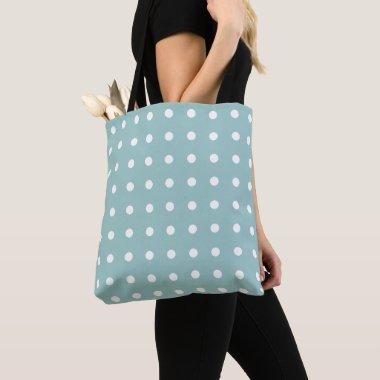 White Polka Dots Geometric Pattern Eggshell Blue Tote Bag