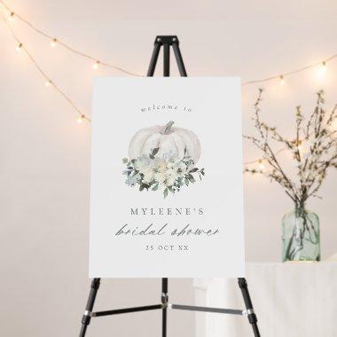 White Pumpkin and Flowers Bridal Shower Welcome Foam Board