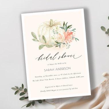 White Pumpkin Blush Floral  Invite