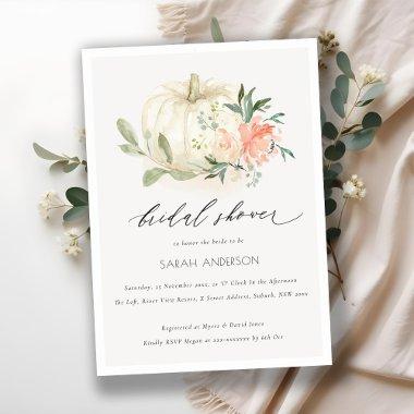 White Pumpkin Blush Floral  Invite