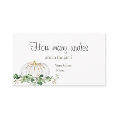 White Pumpkin Bridal Shower How Many Undies Enclosure Invitations