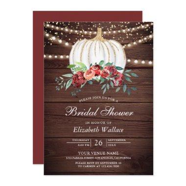 White Pumpkin Burgundy Floral Wood