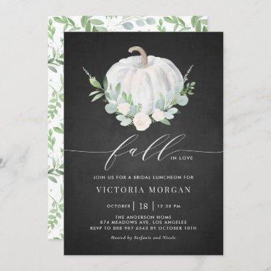 White Pumpkin Chalkboard Fall Bridal Luncheon Invitations